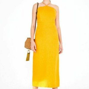 FARM Rio Festone Yellow Linen Midi Dress